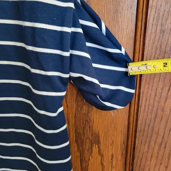 ST JOHNS BAY Shirt Dress Women Medium Blue White Striped Slip On Pockets Slit - Picture 9 of 12